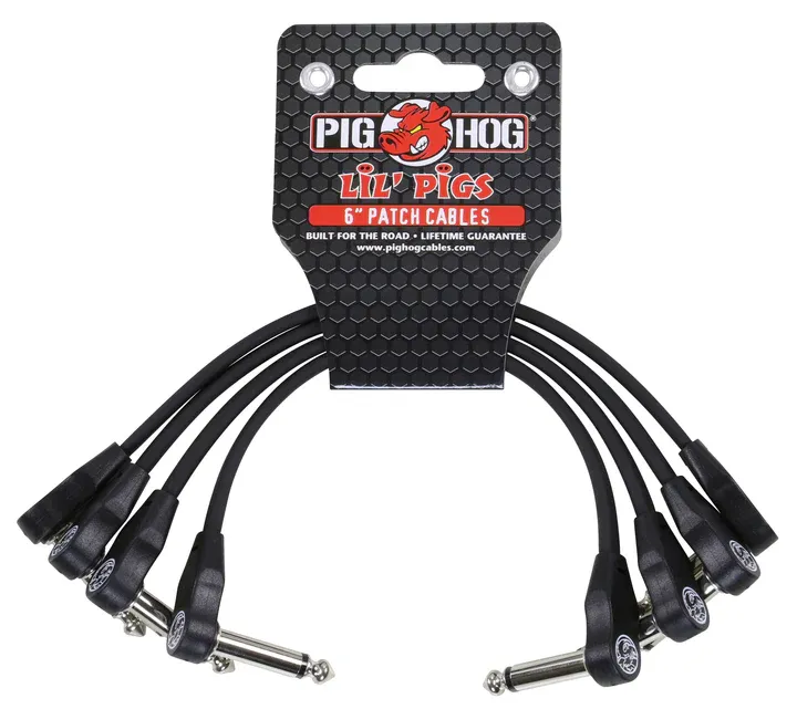 Pig Hog Lil Pigs Low Profile 6&quot; Patch Cables 4/pk PHLSK6BK