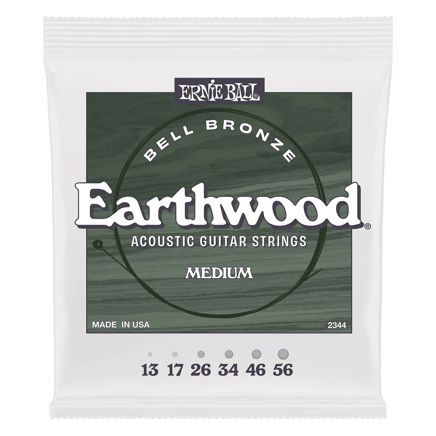 Ernie Ball 2344 Earthwood Bell Bronze Medium Acoustic Guitar Strings 13-56