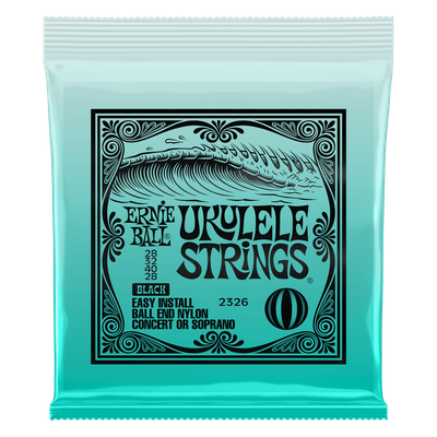 Ernie Ball Black Soprano Ukes/Concert Ukes Nylon Ball End Ukulele Strings 2326