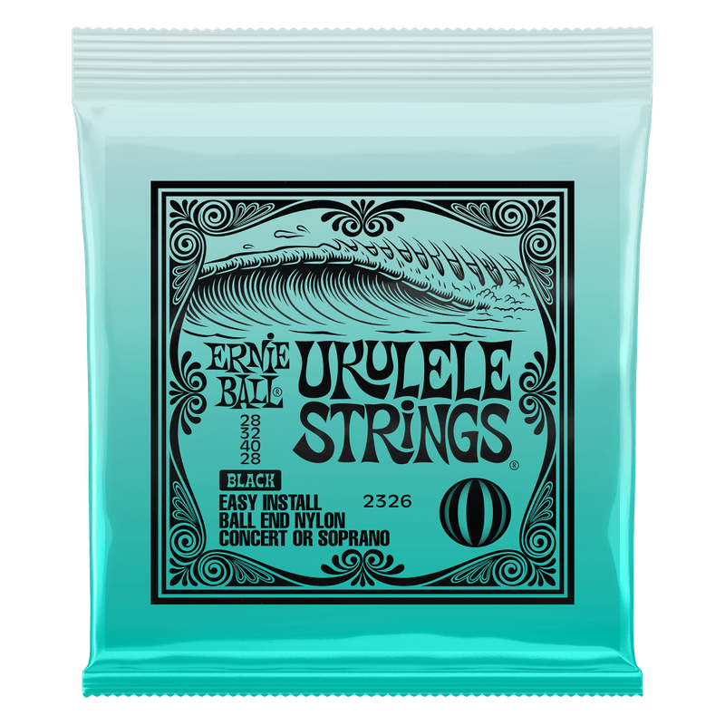 Ernie Ball Black Soprano Ukes/Concert Ukes Nylon Ball End Ukulele Strings 2326