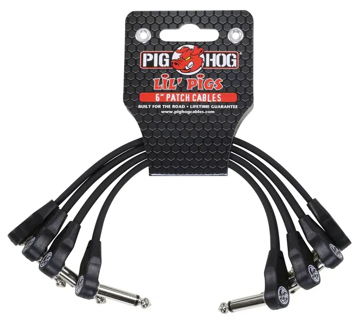 Pig Hog Lil Pigs Low Profile 6" Patch Cables 4/pk PHLSK6BK