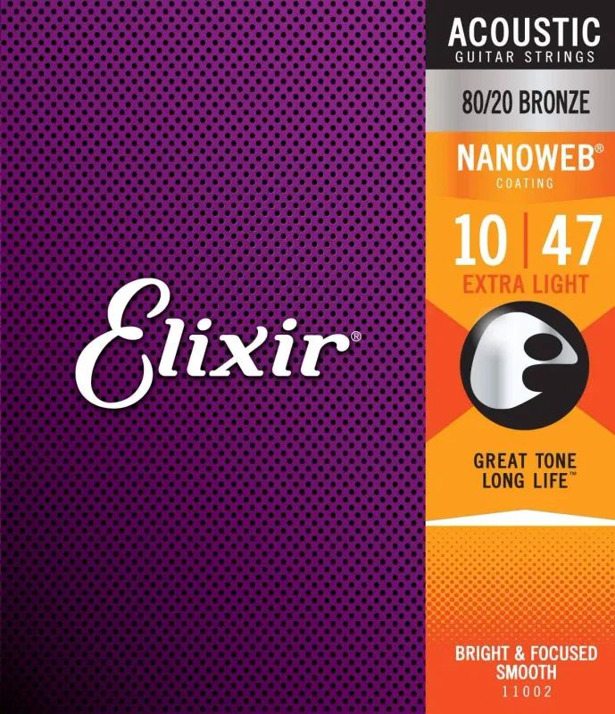 Elixir Acoustic 80/20 Bronze NANOWEB - Extra Light strings 11002