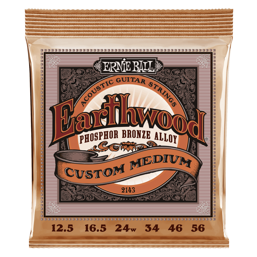 Ernie Ball 2143 Earthwood Phosphor Bronze Custom Medium Acoustic Guitar Strings