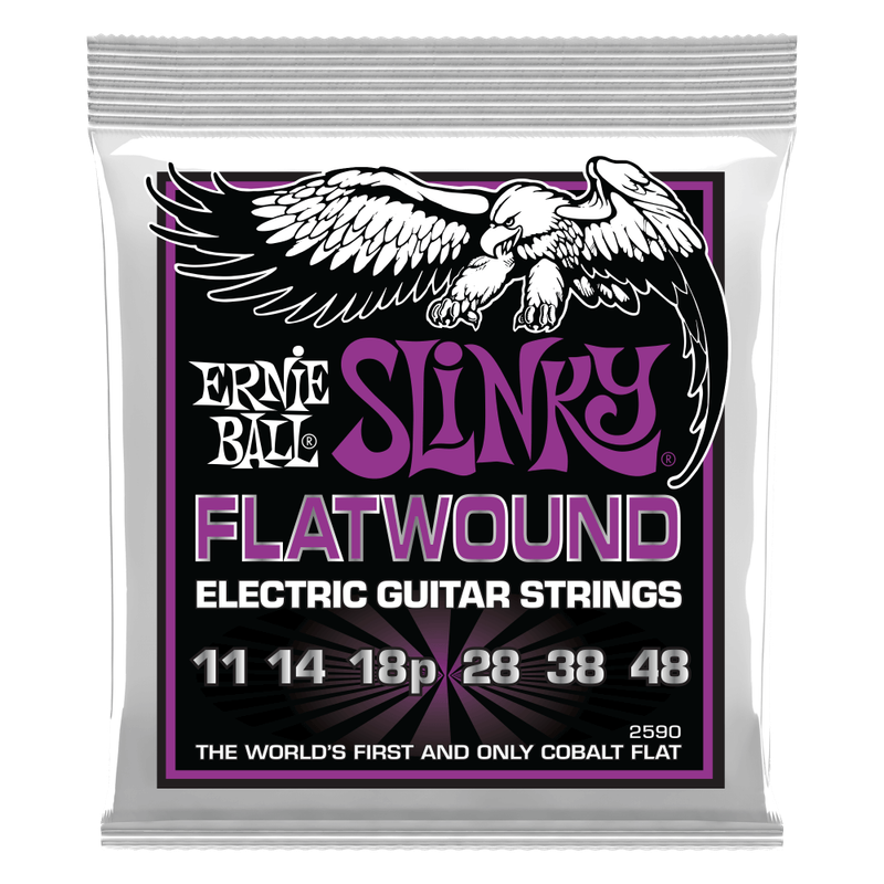 Ernie Ball 2590 Power Slinky Flatwound Electric Guitar Strings 11-48