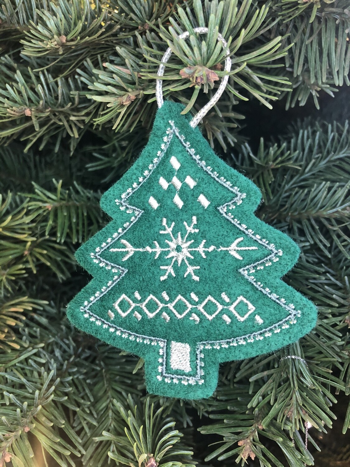 Embroidered Tree Ornament by K Lacy, Color: Green