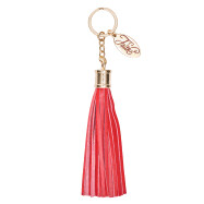Leather Tassel Faith Keyring in Red