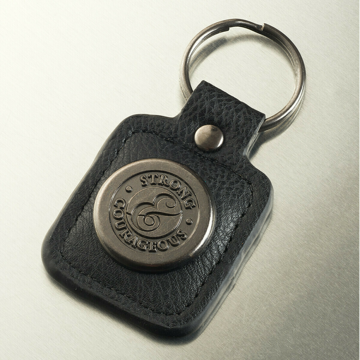 Strong and Courageous - Joshua 1:9 Keyring in Tin