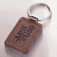 Man of God Brown Leather Keyring in Tin
