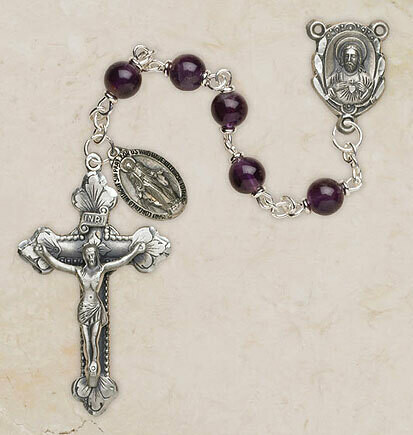 Genuine Amethyst Italian Semi-Precious Lock-Link Rosary SO36AM5D