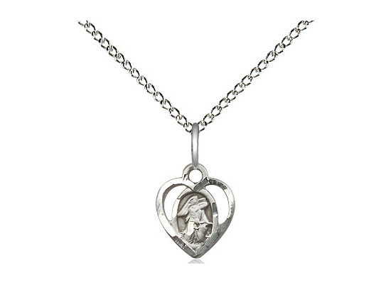 Sterling Silver Guardian Angel Heart Pendant