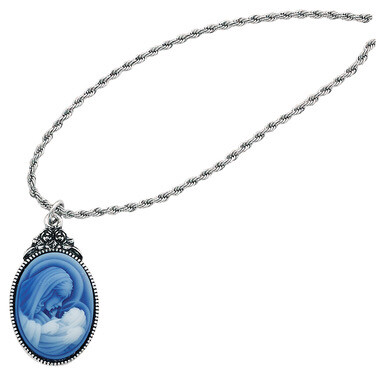Mother/Child Cameo Pendant 18&quot; French Rope RC751C