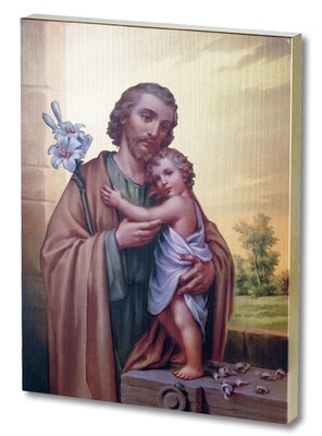 ST. JOSEPH LARGE GOLD EMBOSSED 7.5x10 WALL PLAQUE 520-630