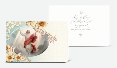 THE ASCENSION OF JESUS GOLD EMBOSSED ITALIAN EASTER CARD