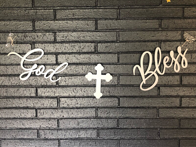 God Bless Party Banner - Silver Matte - Handmade Locally - Customizable