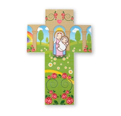 Resin Wall Cross Madonna and Child Little Drops 1210-227