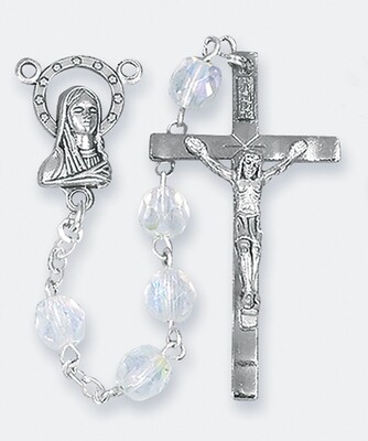 7mm Clear Crystal Aurora Rosary 1188CRBX