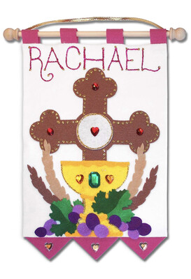 First Communion Banner Kit - Cross of Redemption - Rose