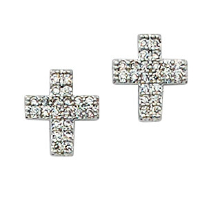 Silver &amp; Crystal Cross Earrings Boxed