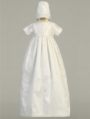 Raw silk heirloom Baptism gown - with two hats (boy and girl)