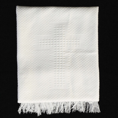 White Baby Blanket with Cross Design