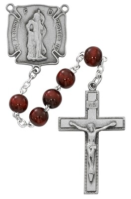 8MM RED WOOD FIREFIGHTERROSARY BOXED