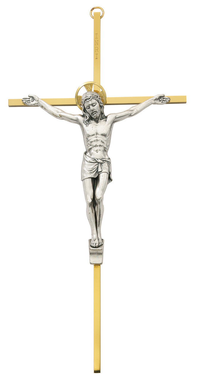 10&quot; TUTONE BRASS CRUCIFIX