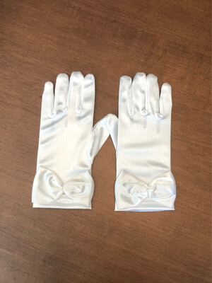 White Communion Gloves w/ Bow