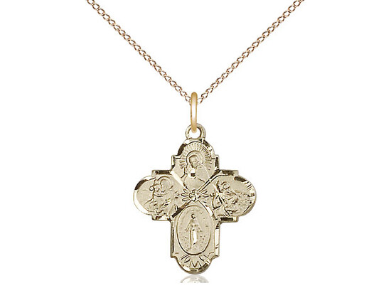 Gold Filled 4 Way Medal Small 18&quot;