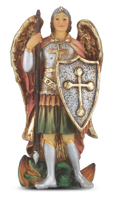 St Michael Painted Resin Statue 4”