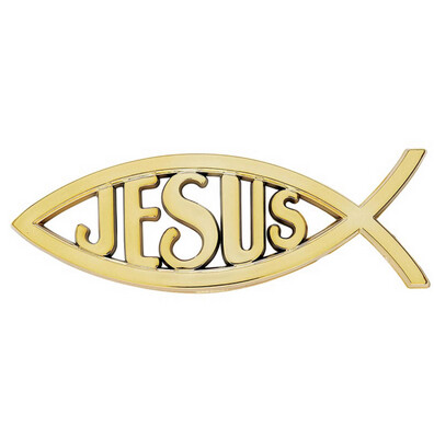 Jesus Icthus Auto Emblem - Gold