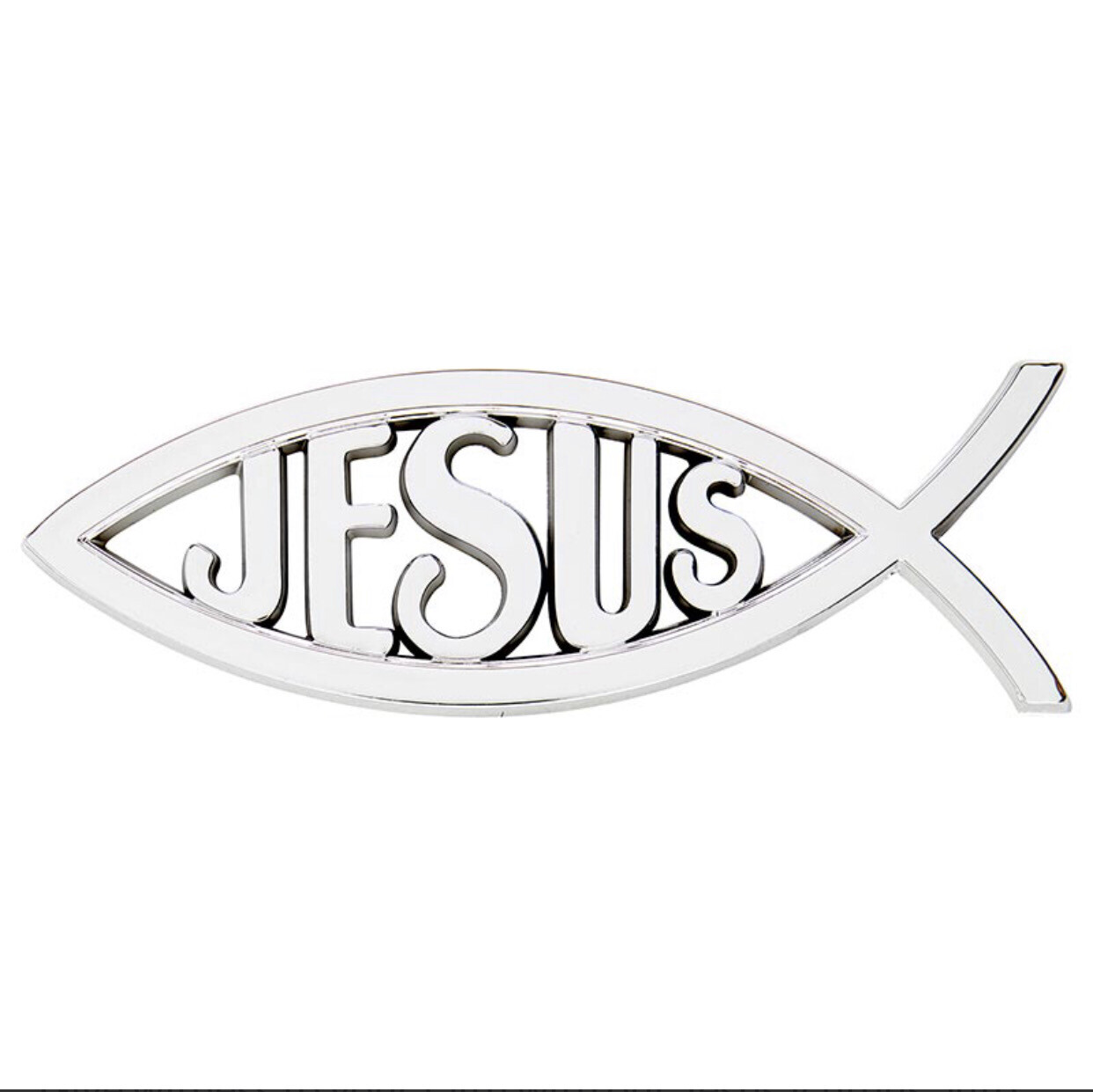 Jesus Icthus Auto Emblem - Silver