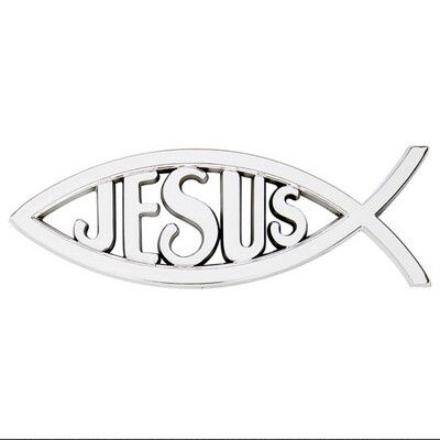 Jesus Icthus Auto Emblem - Silver