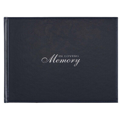 In Loving Memory Navy Faux Leather Medium Guest Book GST38