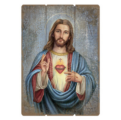 Sacred Heart Large 27“ Pallet Wall Plaque