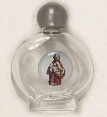 Sacred Heart Small Glass Holy Water Bottle