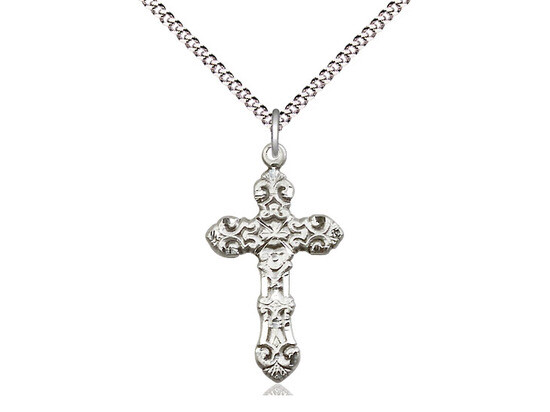 Sterling Silver Florentine Crucifix 6001ss/18s