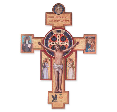 14" Saint Benedict Crucifix with Benedictine Symbols