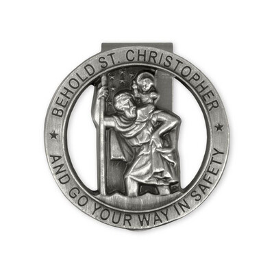 Pewter St Christopher Visor Clip v-5008