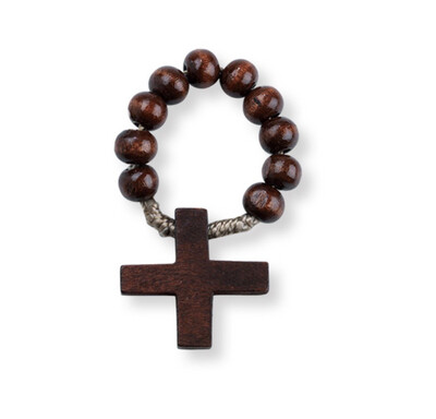 Dark Brown Wood Rosary RIng 983-08
