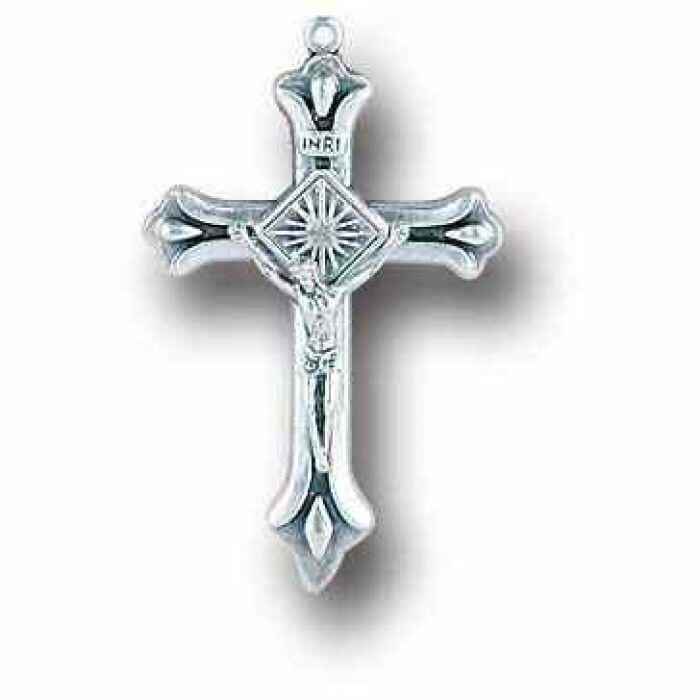  Silver Oxidized Crucifix 2” Flair