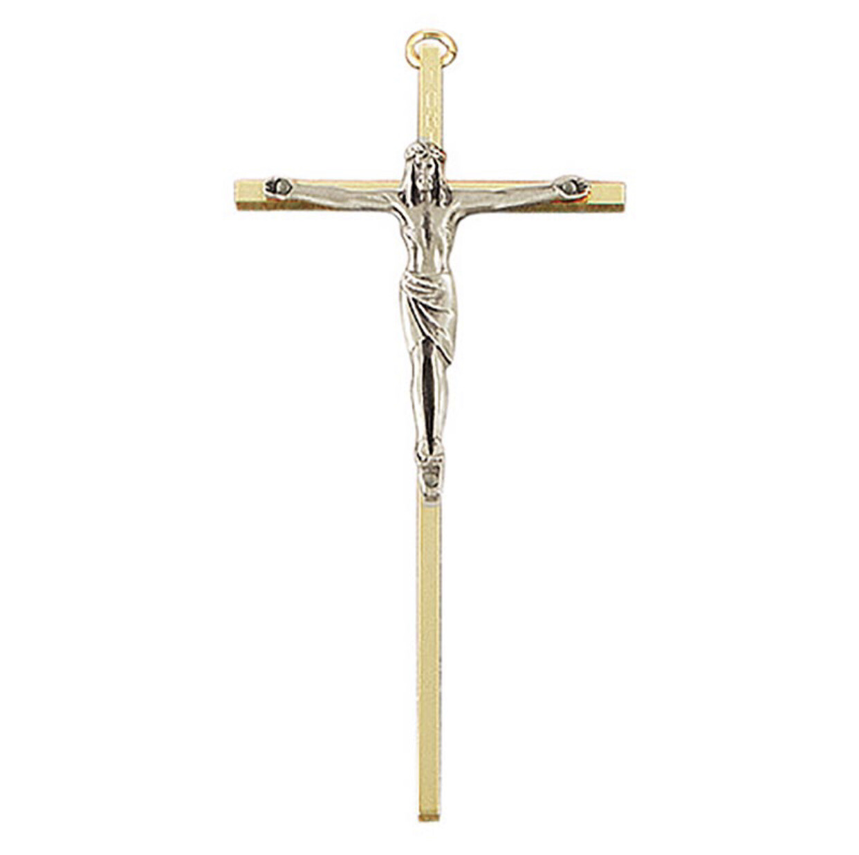 7” Gold Plated Brass Crucifix with 3” Pewter Corpus