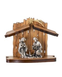 Tiny Olive Wood Nativity Standing Plaque