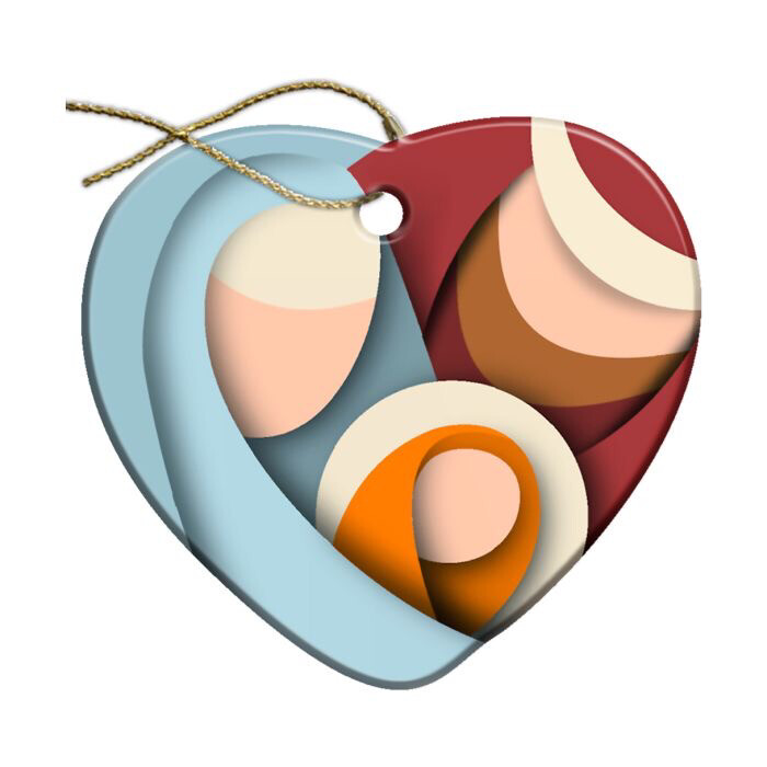 3” X 3” Heart Shaped Resin Holy Family Ornament
