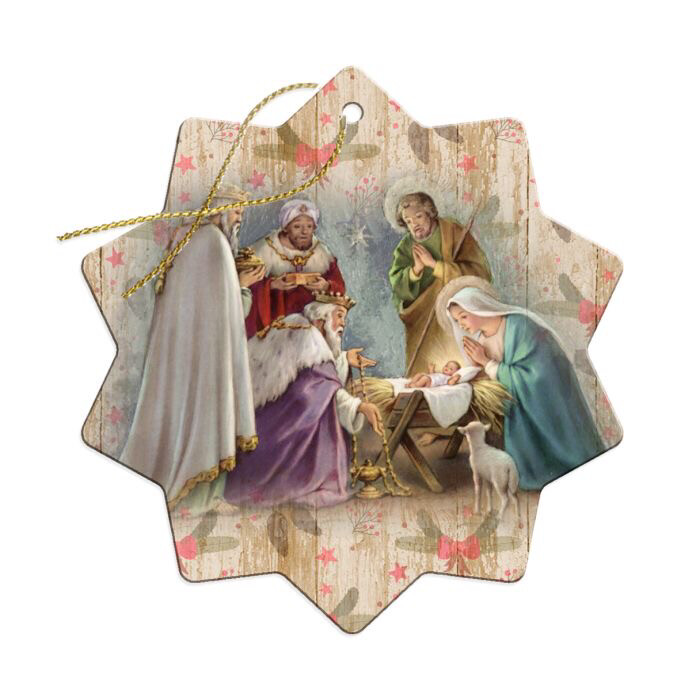 Fine Art Wooden Christmas Ornament Nativity Star