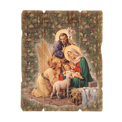 Nativity Vintage Wood Wall Plaque 7 1/2 X 9