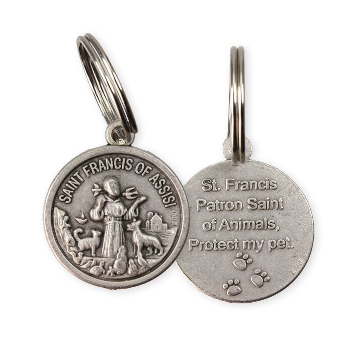 Round St Francis Pet Medal On Split Ring