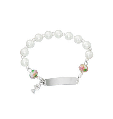 White Pearl ID Rosary Bracelet BR939
