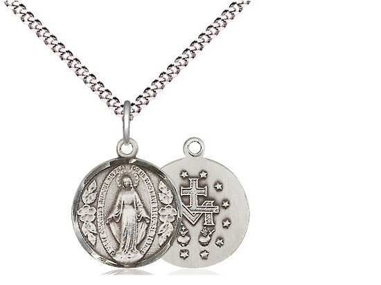 Sterling Silver Miraculous Medal Round 18s