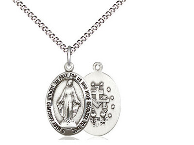 Sterling Silver Miraculous Medal Round 18s