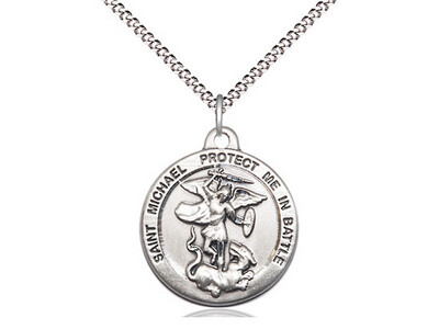 Sterling Silver St Michael Round Medal - 18s